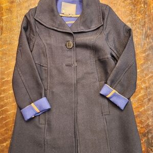 Anthropologie Wellesely Womens Navy Pea Coat Size XS Nautical  165/84A